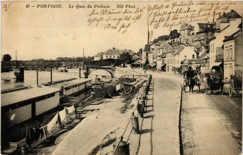 Carte postale ancienne Pontoise - Le Quai du Ponthais à Pontoise