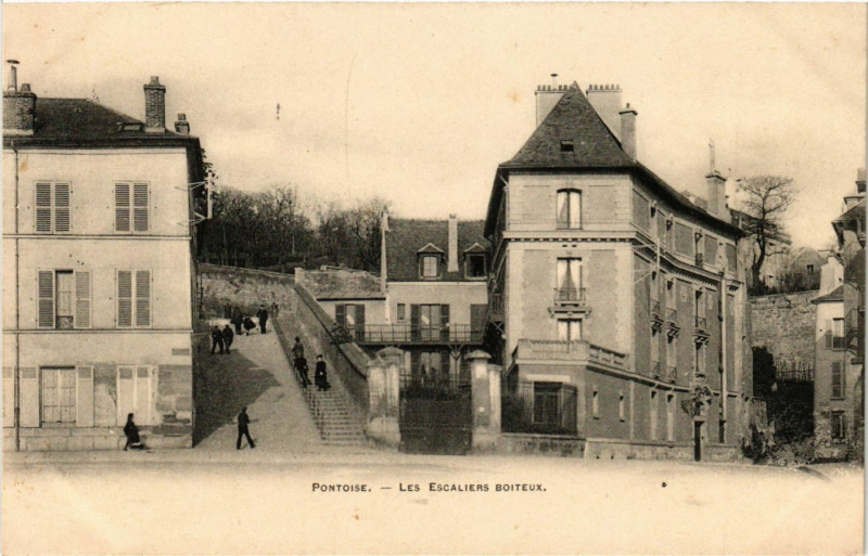 Carte postale ancienne Pontoise - Les Escaliers Boiteux à Pontoise