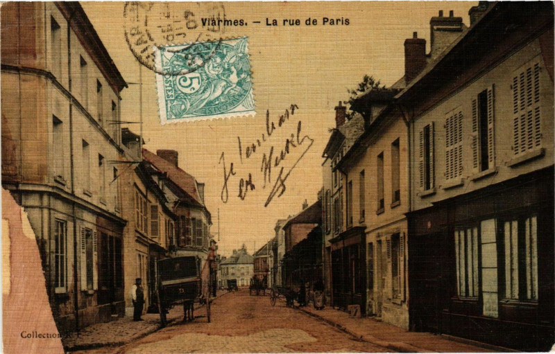 Carte postale ancienne Viarmes - La Rue Paris à Viarmes