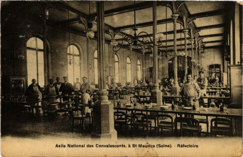 Carte postale ancienne Saint-Maurice Asile National des Convalescents Refectoire à Saint-Maurice
