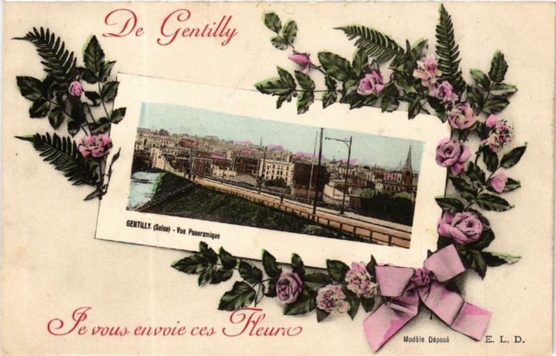 Carte postale ancienne De Gentilly Je vous envoie ces Fleurs à Gentilly