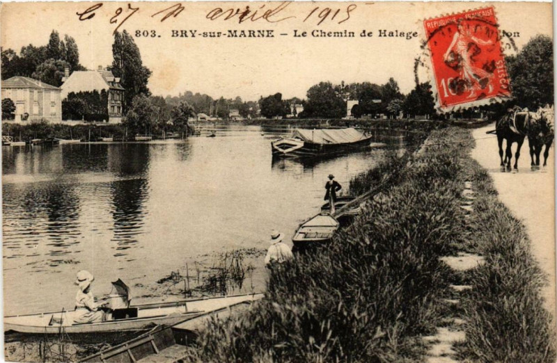Carte postale ancienne Bry-sur-Marne Le Chemin de Halage à Bry-sur-Marne