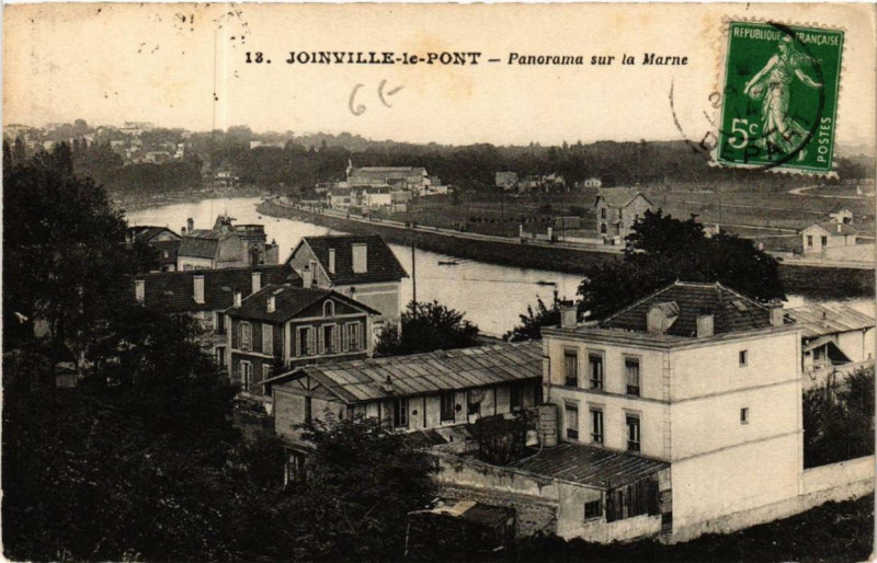 Carte postale ancienne Joinville-le-Pont Panorama sur la Marne à Joinville-le-Pont