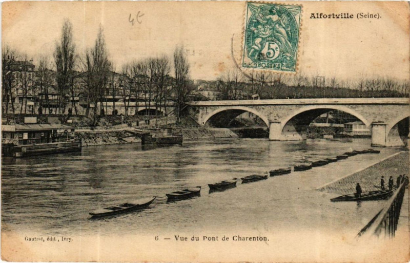 Carte postale ancienne Alfortville Vue du Pont de Charenton à Alfortville