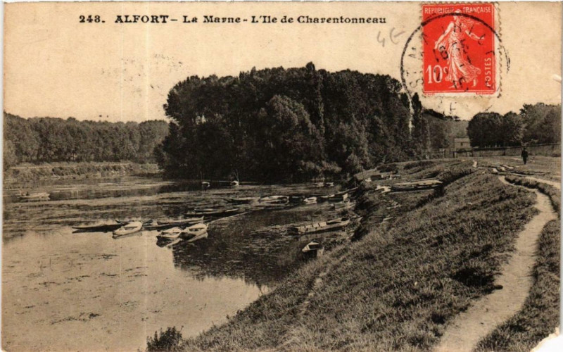 Carte postale ancienne Alfort La Marne L'Ile de Charentonneau