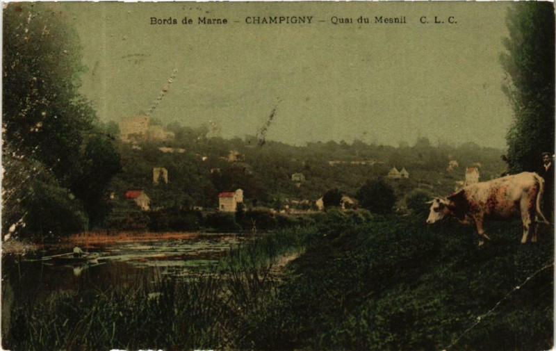 Carte postale ancienne Bords de Marne Champigny Quai du Mesnil