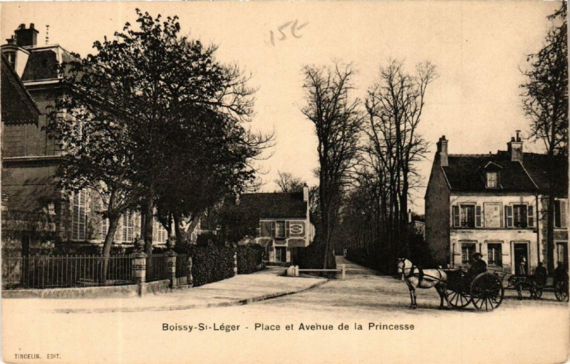 Carte postale ancienne Boissy-Saint-Leger Place et Avenue de la Princesse à Boissy-Saint-Léger