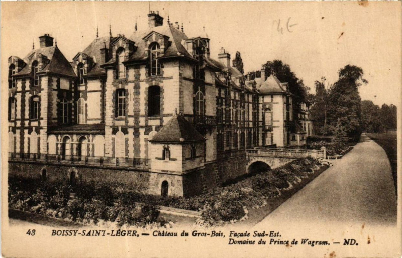 Carte postale ancienne Boissy-Saint-Leger Chateau du Gros-Bois Façade Sud Est à Boissy-Saint-Léger