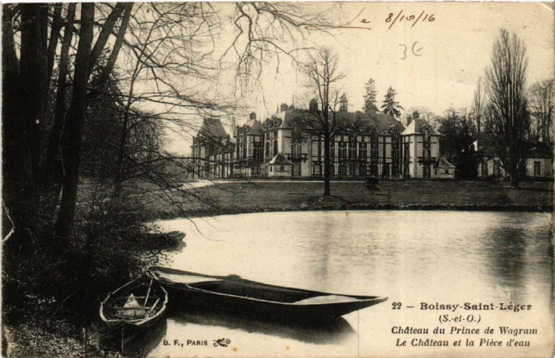 Carte postale ancienne Boissy-Saint-Leger Chateau du Prince de Wagram Piece d'eau à Boissy-Saint-Léger