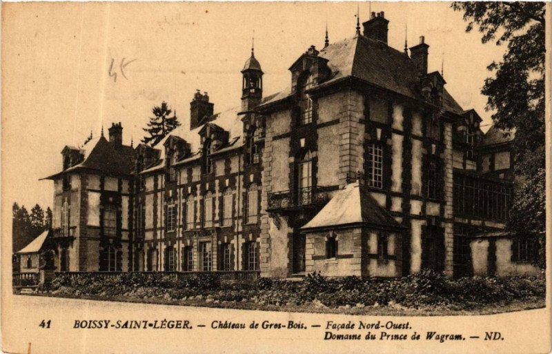 Carte postale ancienne Boissy-Saint-Leger Chateau du Gros-Bois Façade Nord Ouest à Boissy-Saint-Léger