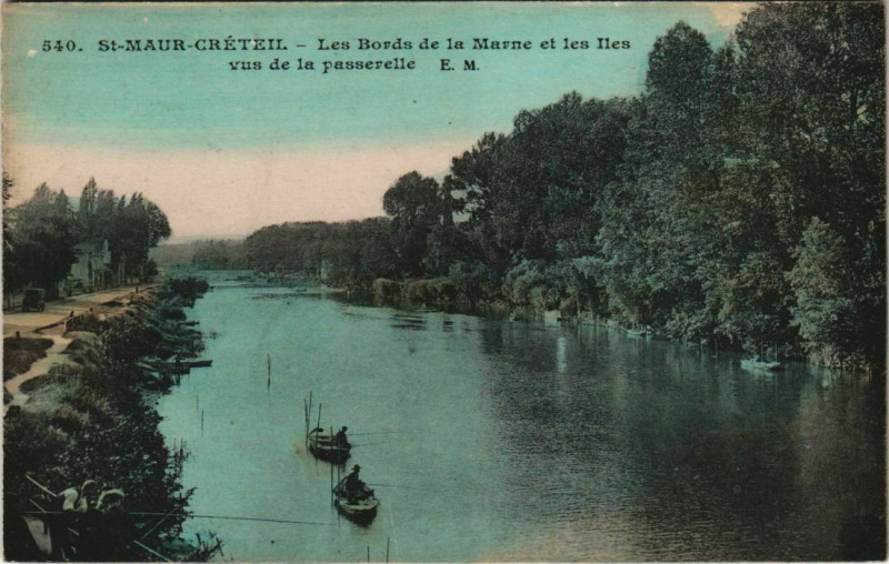 Carte postale ancienne Saint-Maur - Creteil - les bordws de La Marne et les iles à Créteil