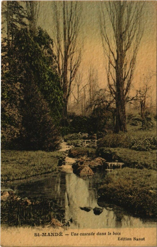 Carte postale ancienne Saint-Mande - une cascade dans le bois à Saint-Mandé