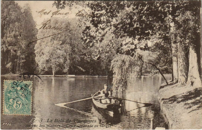 Carte postale ancienne Le bois de Vincennes Au Lac des Minimes à Vincennes