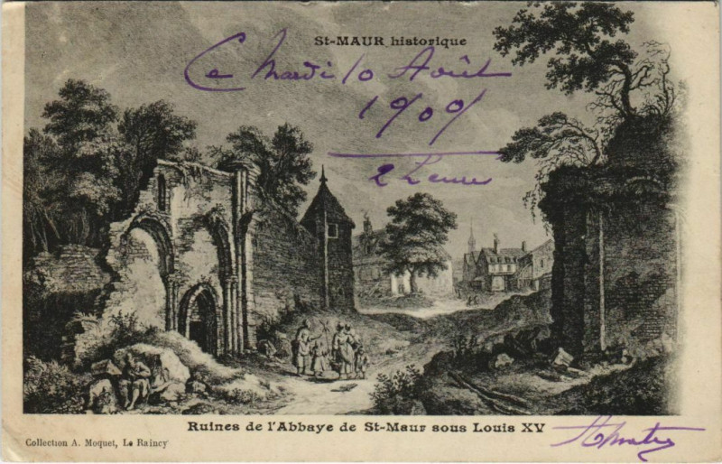 Carte postale ancienne Ruines de l'abbaye de Saint-Maur sous louis xv