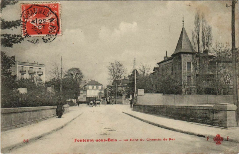 Carte postale ancienne Fontenay-sous-Bois - le pont du chemin de fer à Fontenay-sous-Bois