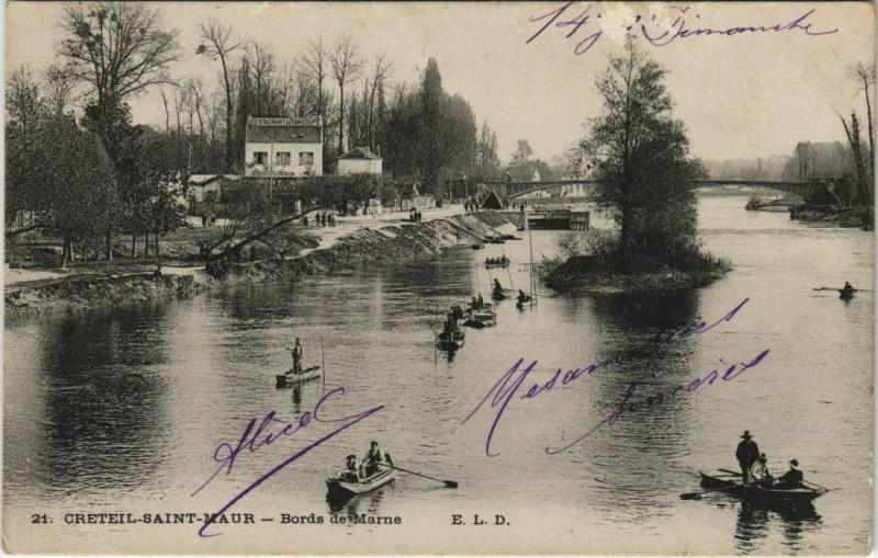 Carte postale ancienne Creteil - Saint-Maur - Bords de marne à Créteil
