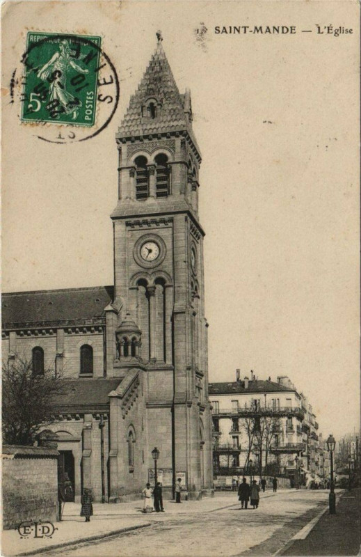 Carte postale ancienne Saint-Mande - L'Eglise à Saint-Mandé