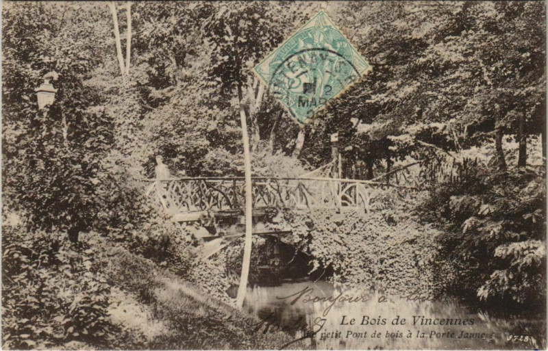 Carte postale ancienne Le bois de Vincennes Petit Pont de Bois Porte Jaune à Vincennes