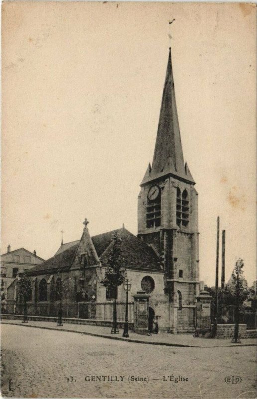 Carte postale ancienne Gentilly- L'eglise à Gentilly