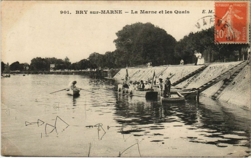 Carte postale ancienne Bry-sur-Marne - La Marne et les quasis à Bry-sur-Marne