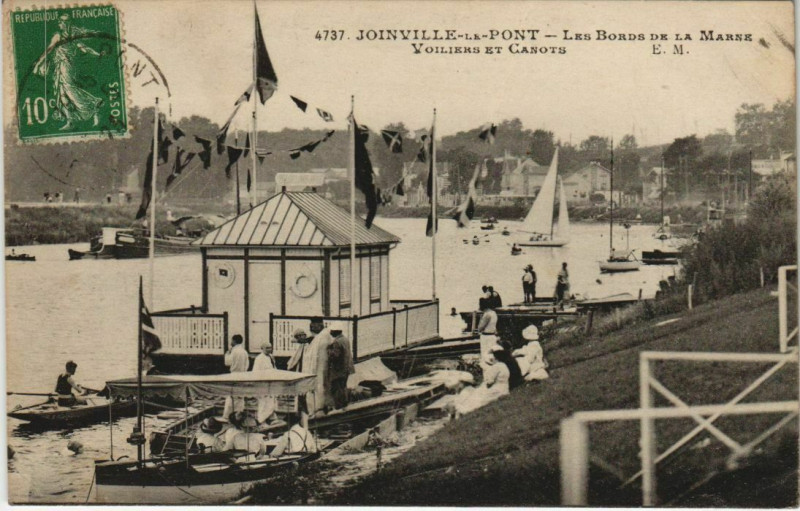 Carte postale ancienne Joinville-le-Pont - les bords de La Marne voiliers et canots à Joinville-le-Pont
