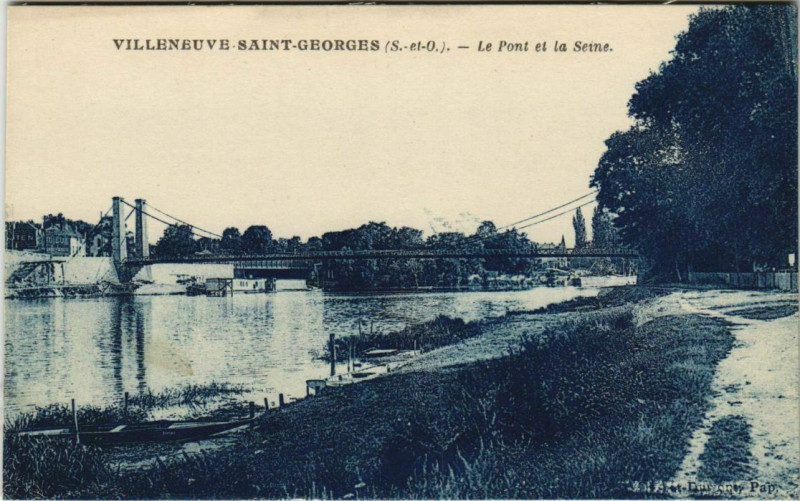 Carte postale ancienne Villeneuve-Saint-Georges - le pont et la seine à Villeneuve-Saint-Georges
