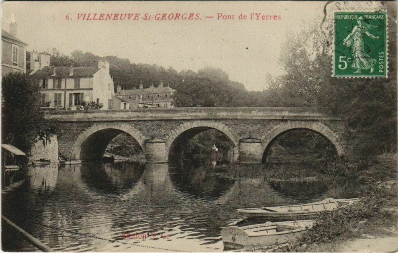 Carte postale ancienne Villeneuve-Saint-Georges - pont de l'yerres à Villeneuve-Saint-Georges