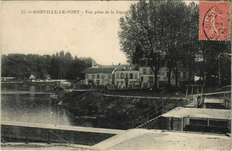 Carte postale ancienne Joinville-le-Pont - Vue prise de la digue à Joinville-le-Pont