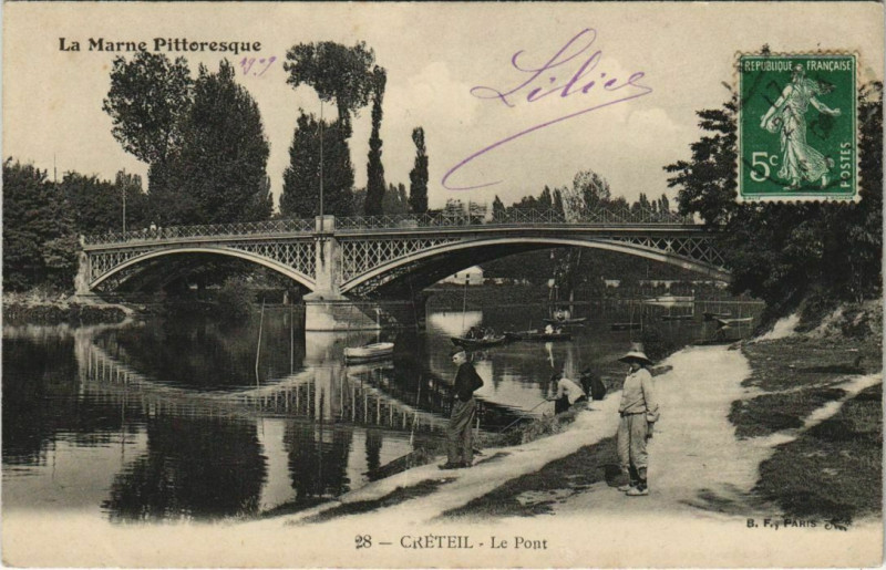 Carte postale ancienne Creteil - Le pont à Créteil