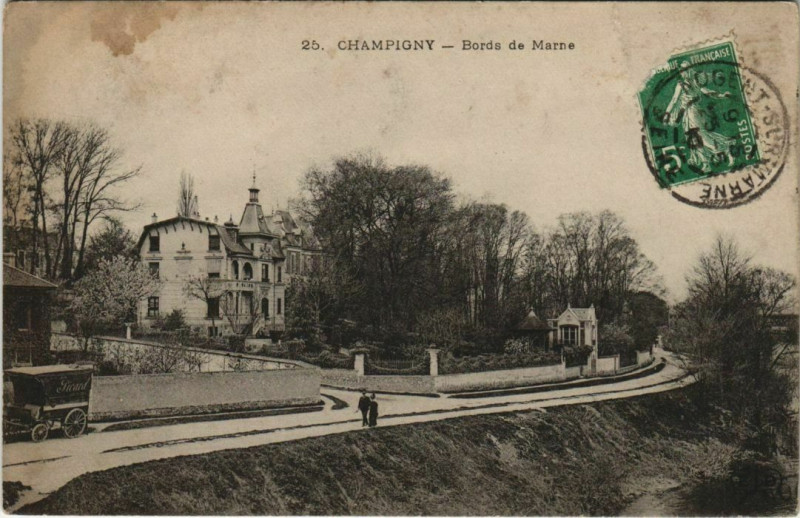 Carte postale ancienne Champigny - Bords de marne