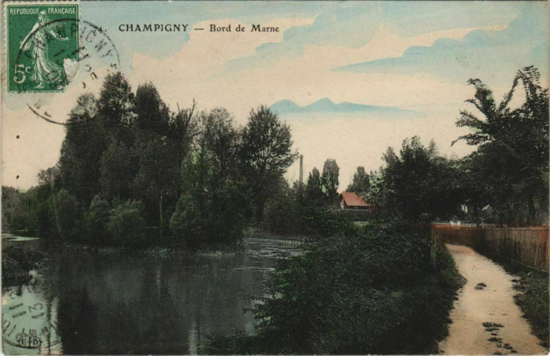 Carte postale ancienne Champigny - Bord de marne
