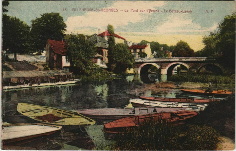 Carte postale ancienne Villeneuve-Saint-Georges - Les bords de l'perres - le bateau à Villeneuve-Saint-Georges