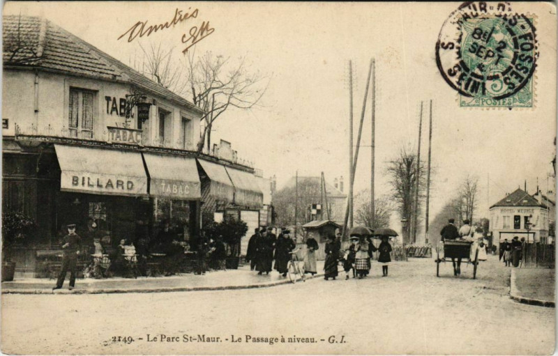 Carte postale ancienne Le Parc Saint-Maur Le Passage á niveua