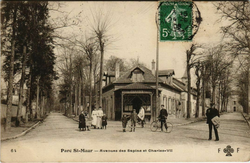 Carte postale ancienne Parc Saint-Maur Avenues des Sapins et Charles-Vii
