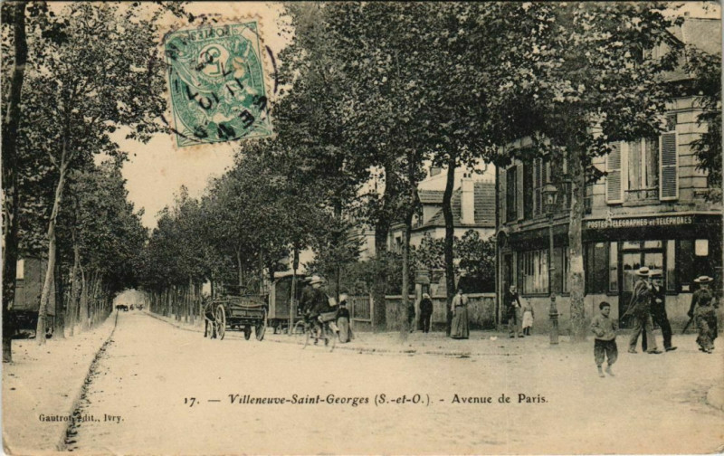 Carte postale ancienne Villeneuve Saint-Georges Avenue de Paris à Villeneuve-Saint-Georges