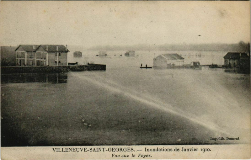Carte postale ancienne Villeneuve-Saint-Georges - Vue sur le Foyer, Janvier 1910 à Villeneuve-Saint-Georges