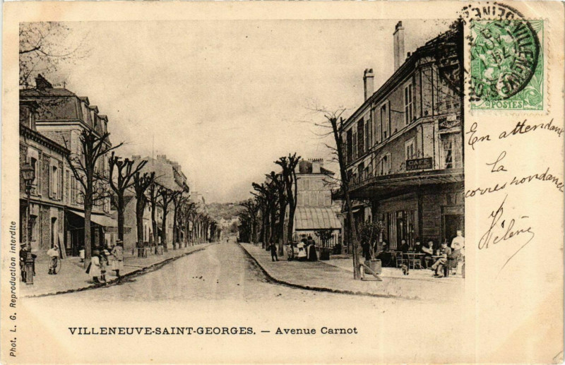 Carte postale ancienne Villeneuve-Saint-Georges Avenue Carnot à Villeneuve-Saint-Georges