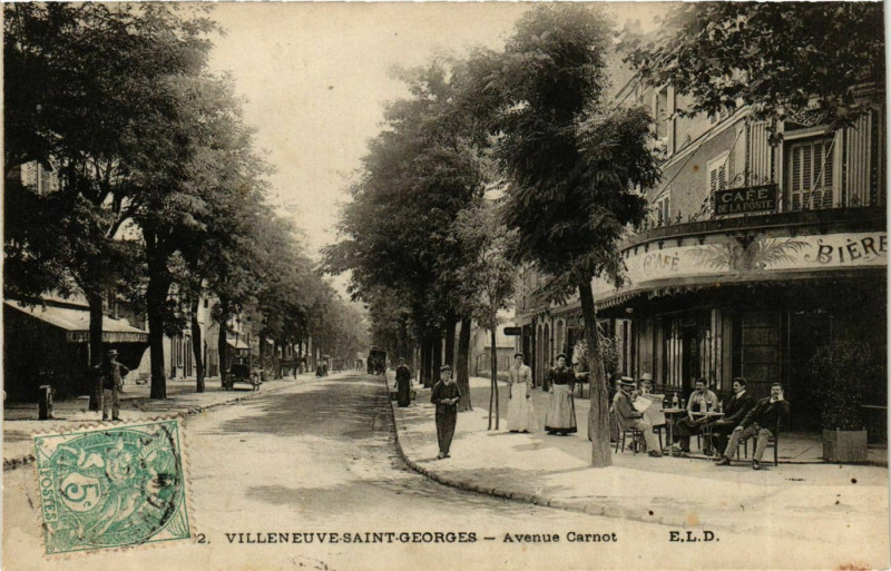 Carte postale ancienne Villeneuve-Saint-Georges Avenue Carnot à Villeneuve-Saint-Georges