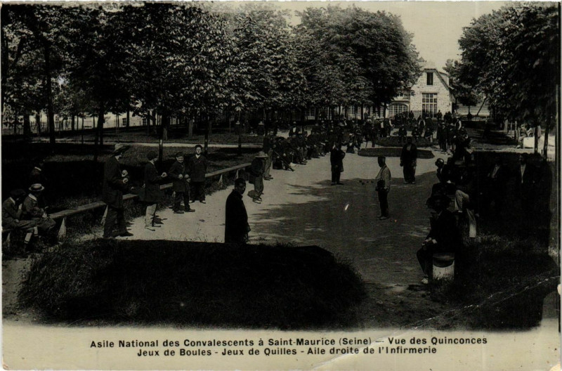 Carte postale ancienne Saint-Maurice Asile Nat. Des Convalescents Quinconces à Saint-Maurice