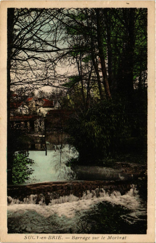 Carte postale ancienne Sucy-en-Brie Barrage sur le Morbrat à Sucy-en-Brie