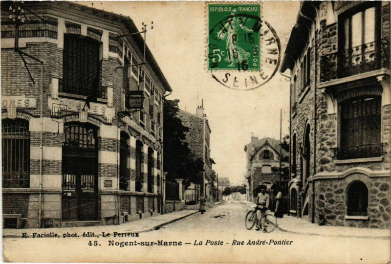 Carte postale ancienne Nogent-sur-Marne La Poste Rue André-Pontier à Nogent-sur-Marne