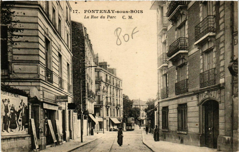 Carte postale ancienne Fontenay-sous-Bois Rue du Parc à Fontenay-sous-Bois