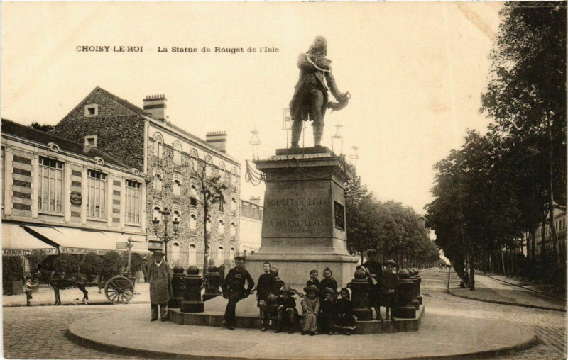 Carte postale ancienne Choisy-le-Roi Statue de Rouget de L'Isle à Choisy-le-Roi