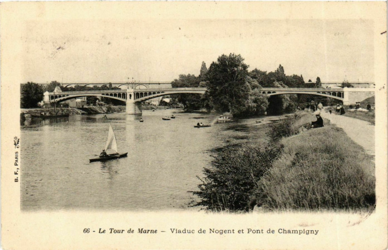 Carte postale ancienne Viaduc de Nogent et Pont de Champigny