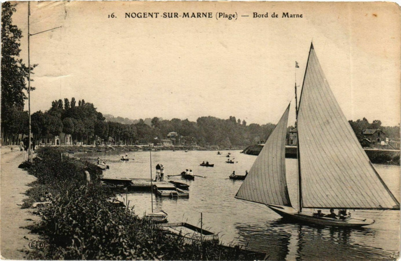 Carte postale ancienne Nogent-sur-Marne Bord de Marne voiler à Nogent-sur-Marne