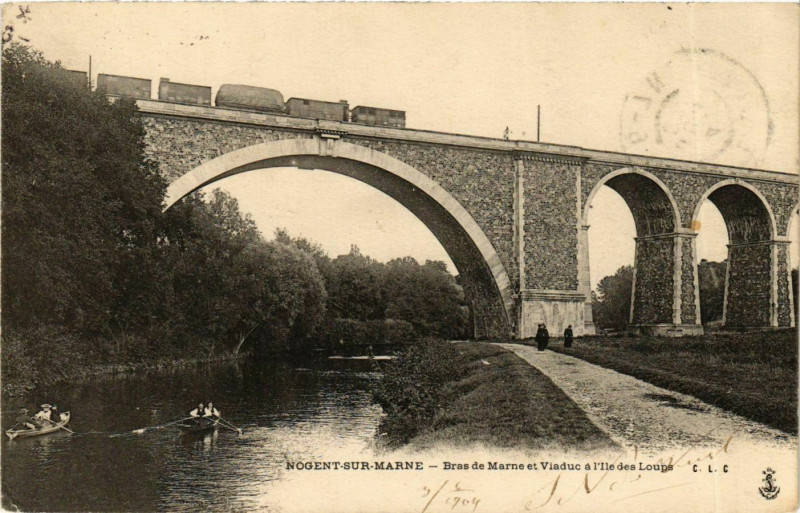 Carte postale ancienne Nogent-sur-Marne Viaduc a l'Ile des Loups à Nogent-sur-Marne