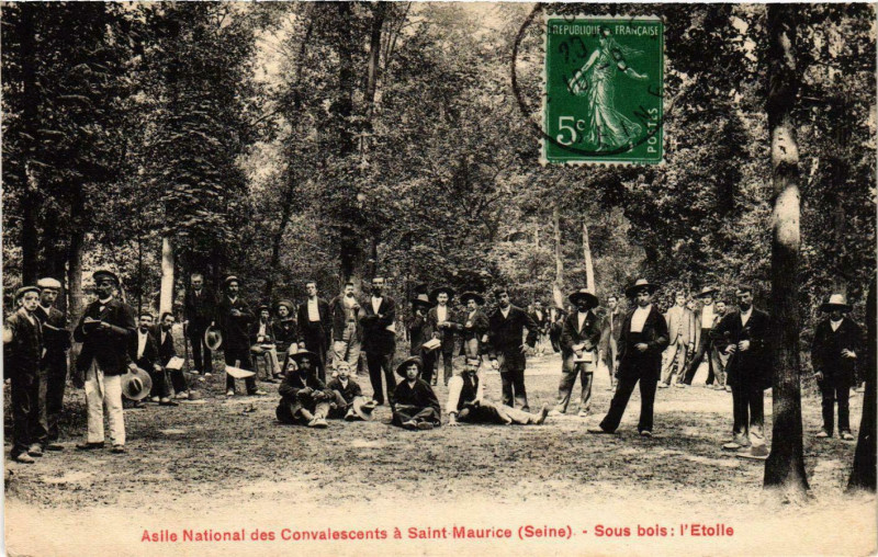 Carte postale ancienne Asile National des Convalescents Saint-Maurice Sous bois Etoile à Saint-Maurice