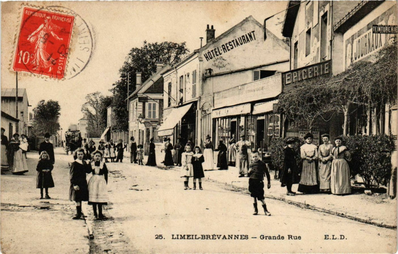 Carte postale ancienne Limeil-Brevannes Grande Rue à Limeil-Brévannes