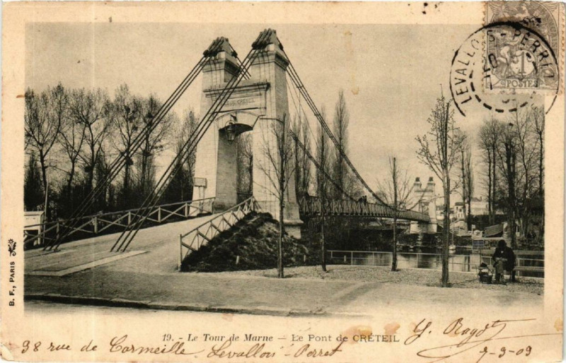 Carte postale ancienne Le Tour de Marne le pont de Creteil à Créteil