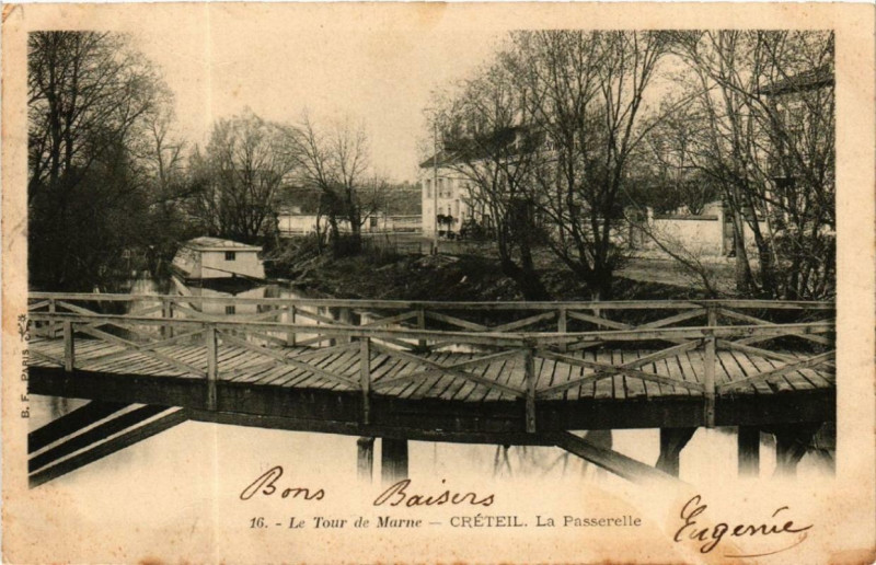 Carte postale ancienne Le Tour de Marne Creteil La Passerelle à Créteil
